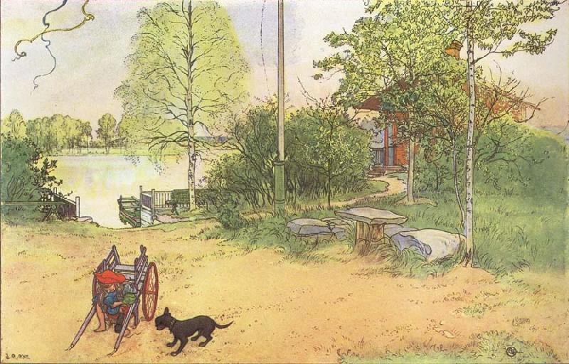 Carl Larsson Our Coourt-Yard Germany oil painting art